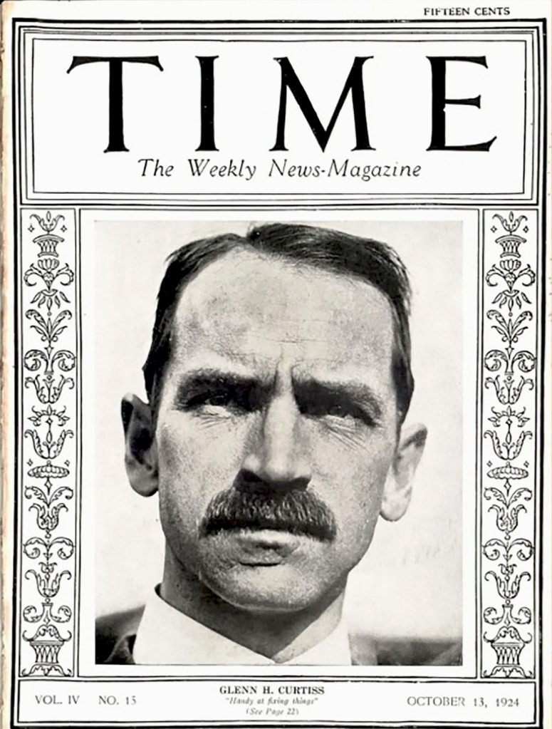 TIME magazine cover featuring a black and white portrait of Glenn H. Curtiss, dated October 13, 1924.